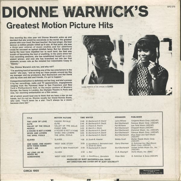Dionne Warwick - Dionne Warwick's Greatest Motion Picture Hits - 1969
