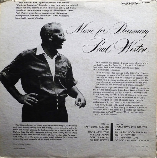 Paul Weston - Music For Dreaming - 1959