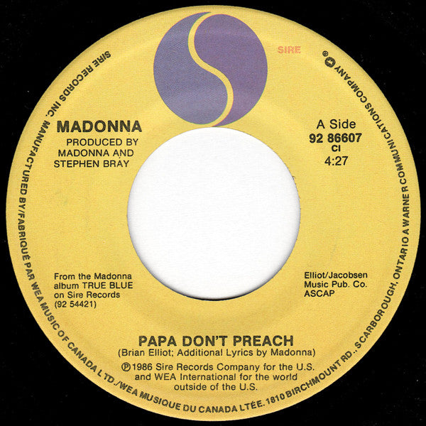 Madonna - Papa Don't Preach - 1986