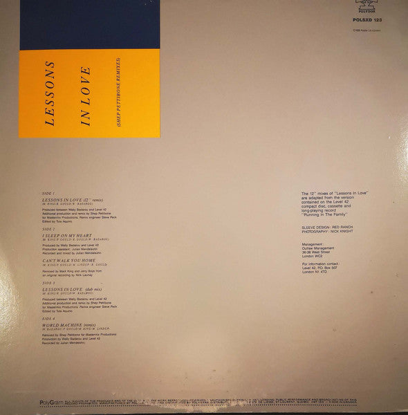 Level 42 - Lessons In Love (Shep Pettibone Remixes) - 1986