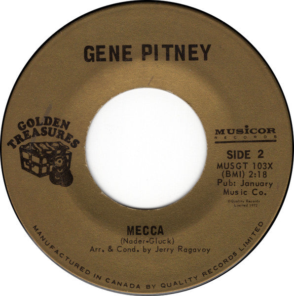 Gene Pitney - Twenty Four Hours From Tulsa / Mecca - 1972