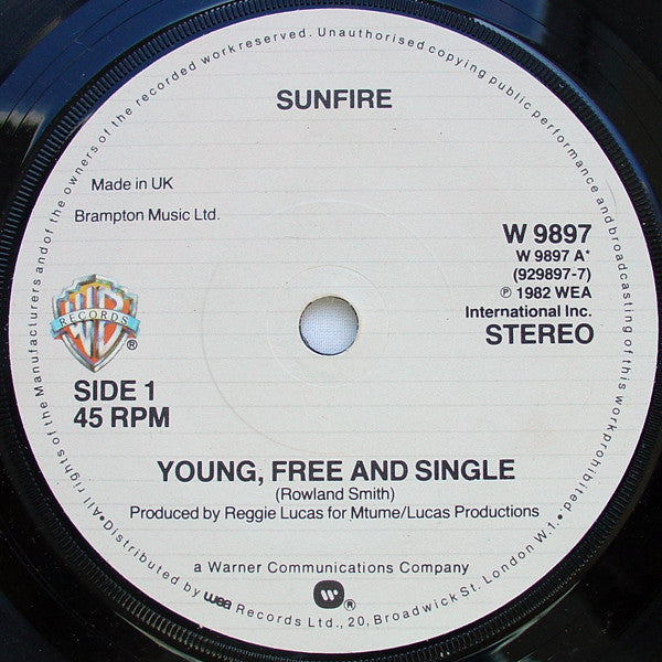 Sunfire - Young, Free & Single - 1983