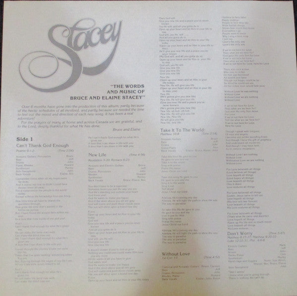 Stacey (7) - The Words and Music of Bruce and Elaine Stacey