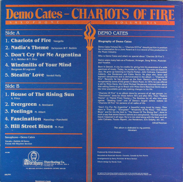 Demo Cates - Chariots Of Fire - 1982
