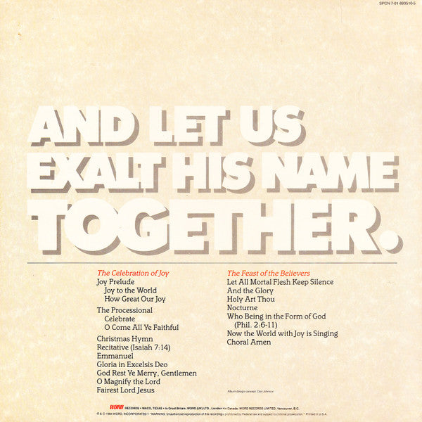 Ronn Huff - O Magnify The Lord (A Christmas Service Of Worship) - 1984