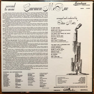 Carmen McRae - Second To None Vinyl Record