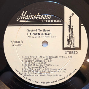 Carmen McRae - Second To None Vinyl Record