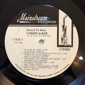 Carmen McRae - Second To None Vinyl Record