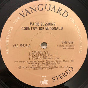 Country Joe McDonald - Paris Sessions Vinyl Record