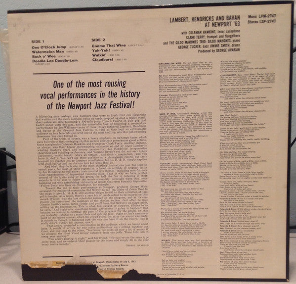 Lambert, Hendricks & Bavan - At Newport '63 - 1963