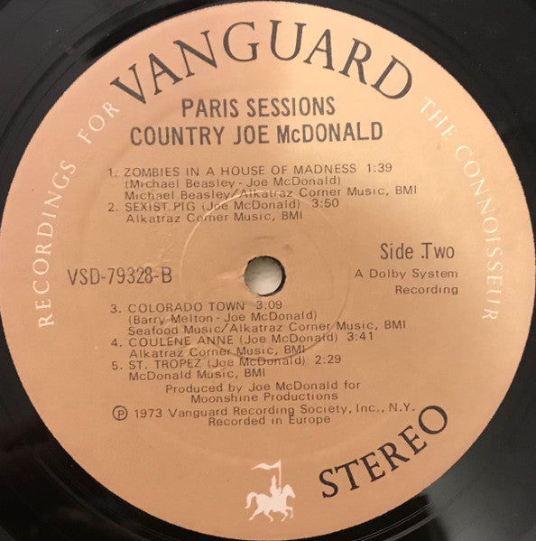 Country Joe McDonald - Paris Sessions Vinyl Record