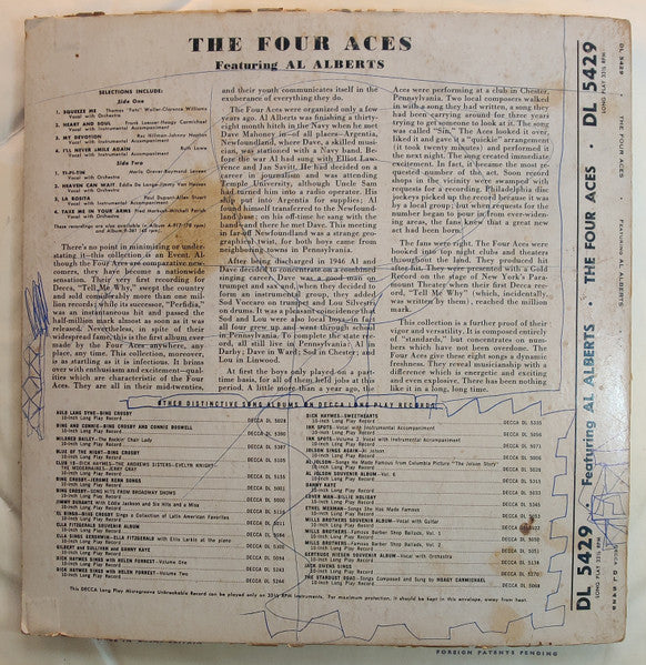 Four Aces, The Featuring Al Alberts - The Four Aces - 1952