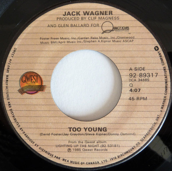 Jack Wagner - Too Young
