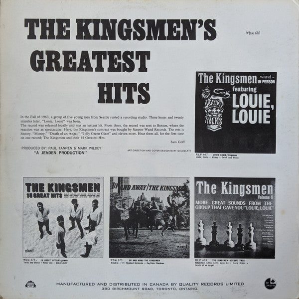 The Kingsmen - The Kingsmen's Greatest Hits Vinyl Record
