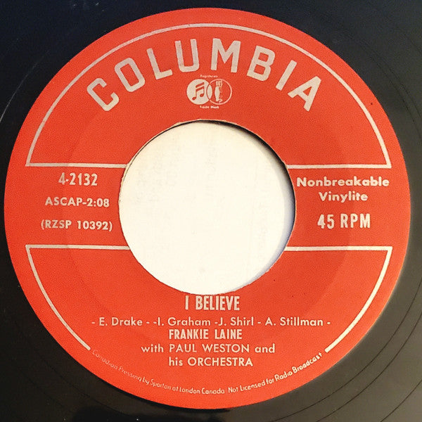 Frankie Laine - Your Cheatin' Heart / I Believe