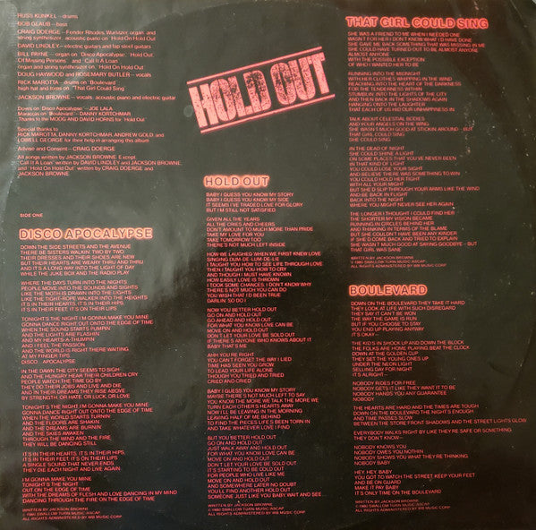 Jackson Browne - Hold Out Vinyl Record