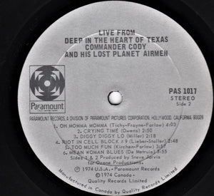 Commander Cody And His Lost Planet Airmen - Live From Deep In The Heart Of Texas - 1974