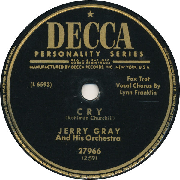 Jerry Gray And His Orchestra - Adios / Cry