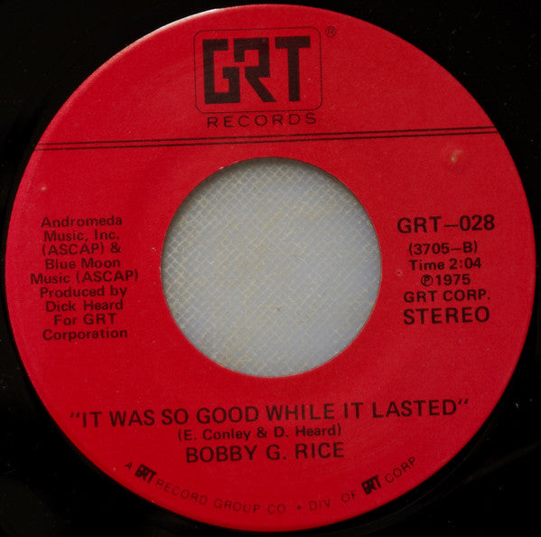 Bobby G. Rice - I May Never Be Your Lover (But I'll Always Be Your Friend)