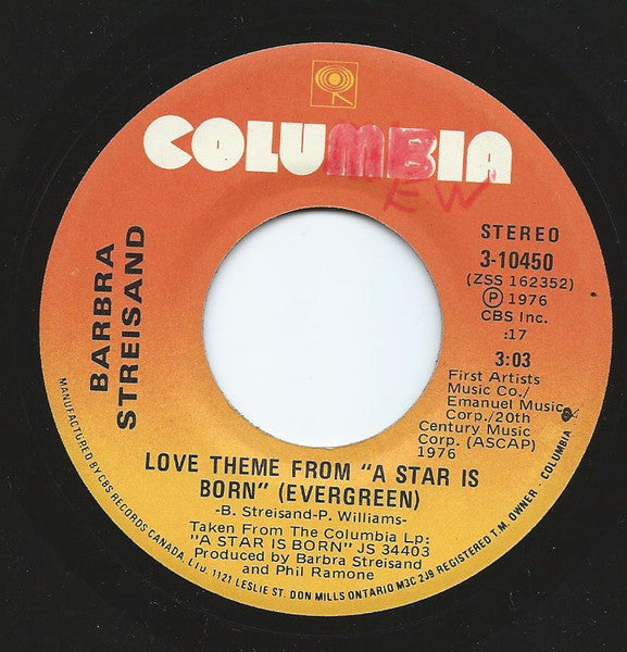 Barbra Streisand - Love Theme From "A Star Is Born" (Evergreen) / I Believe In Love - 1976