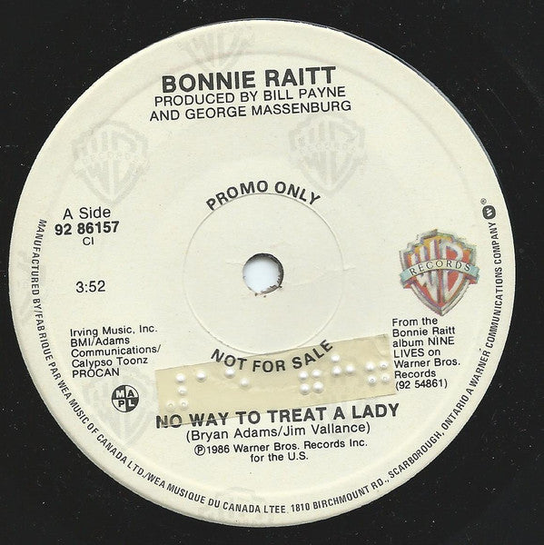 Bonnie Raitt - No Way To Treat A Lady - 1986