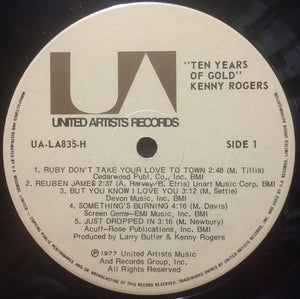 Kenny Rogers - Ten Years Of Gold Vinyl Record