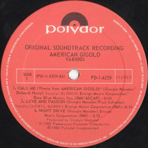 Various - American Gigolo (Original Soundtrack Recording)