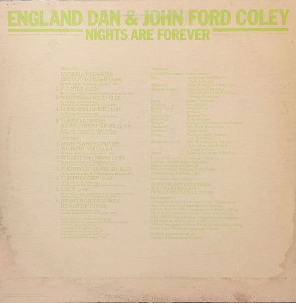 England Dan & John Ford Coley - Nights Are Forever - 1976