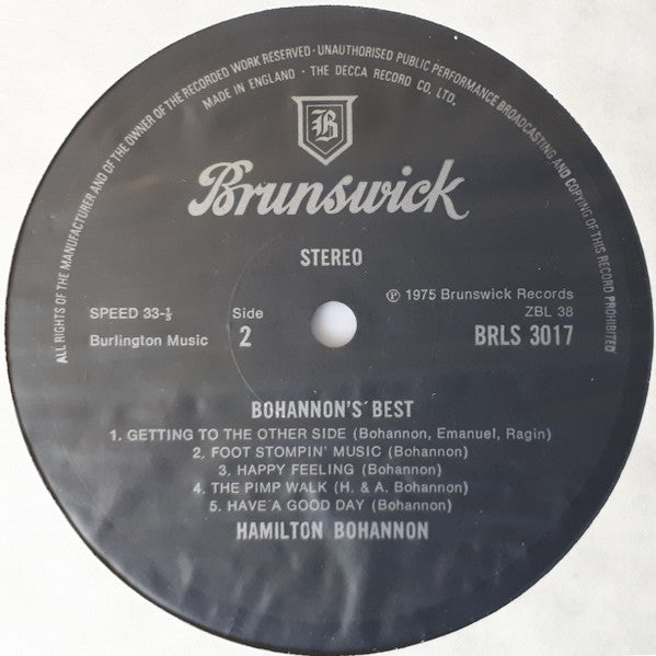 Hamilton Bohannon - Bohannon's Best Vinyl Record