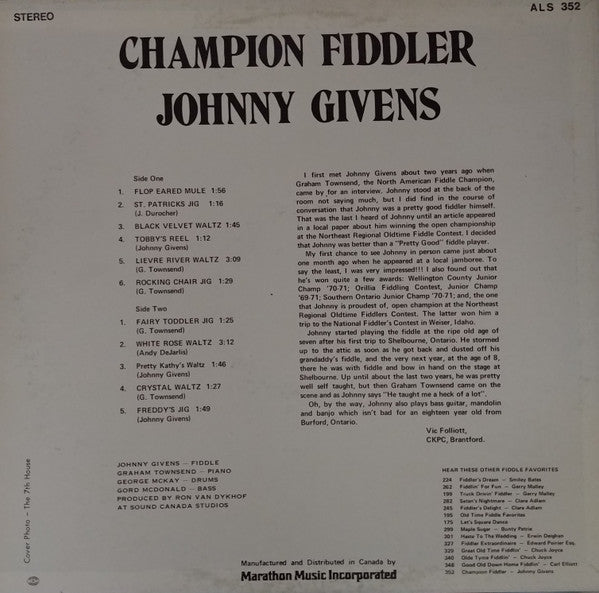 Johnny Givens - Champion Fiddler Johnny Givens - 1973