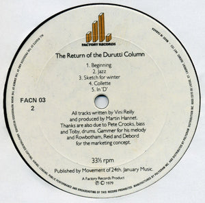 Durutti Column, The - The Return Of The Durutti Column - 1981