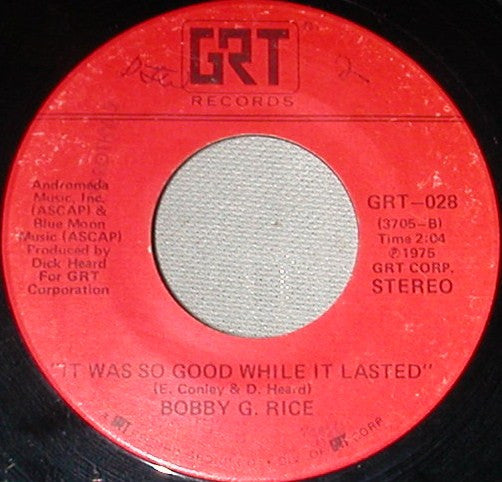 Bobby G. Rice - I May Never Be Your Lover (But I'll Always Be Your Friend)