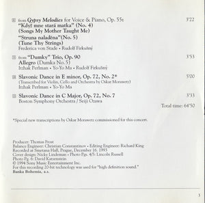 Antonín Dvořák, Rudolf Firkušný, Yo-Yo Ma, Itzhak Perlman, Frederica von Stade, Boston Symphony Orchestra, Seiji Ozawa - Dvořák In Prague (A Celebration) (CD) - 1994