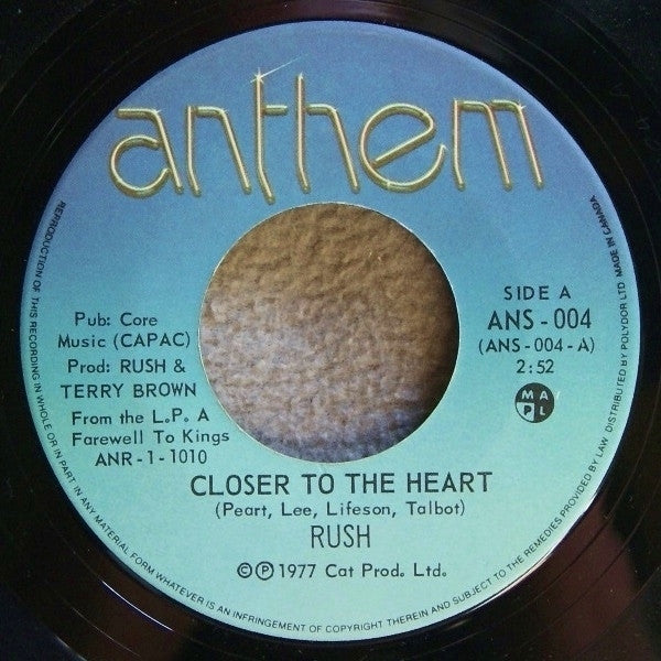 Rush - Closer To The Heart - 1977