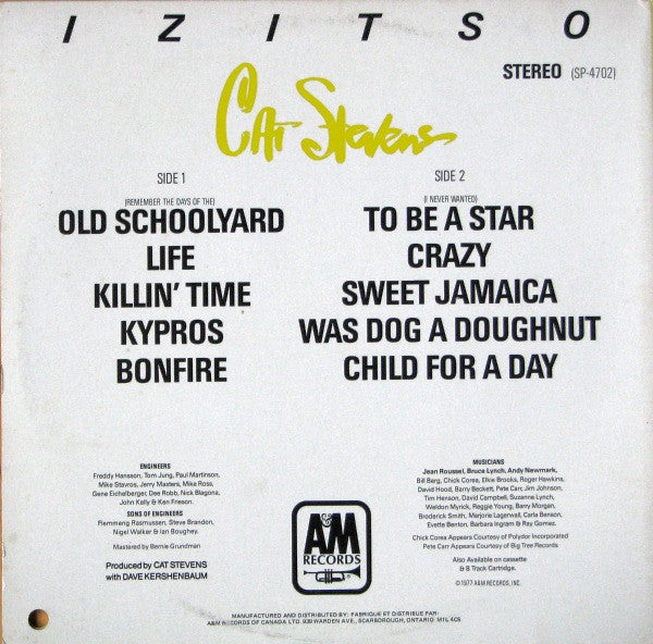 Cat Stevens - Izitso - 1977