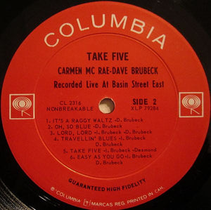 Carmen McRae - Take Five (Recorded Live At Basin Street East) Vinyl Record
