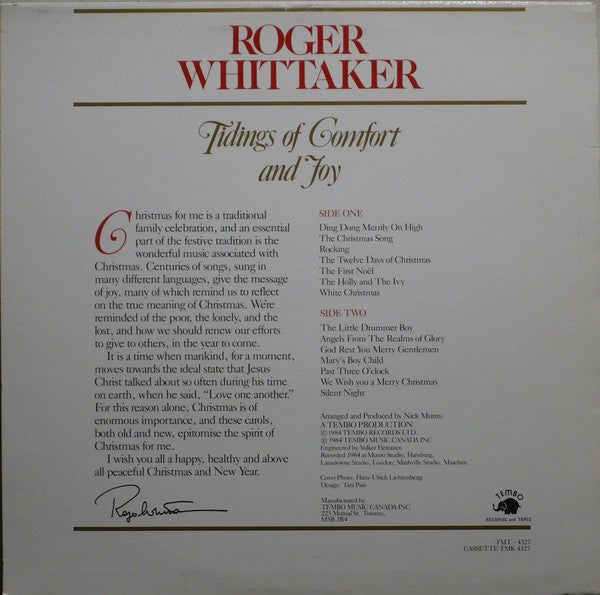 Roger Whittaker - Tidings Of Comfort And Joy - 1984