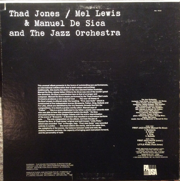 Thad Jones & Mel Lewis - Thad Jones / Mel Lewis & Manuel De Sica And The Jazz Orchestra