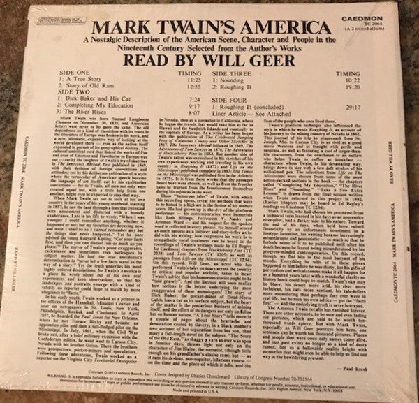 Mark Twain (2) Read By Will Geer - Mark Twain's America - 1971