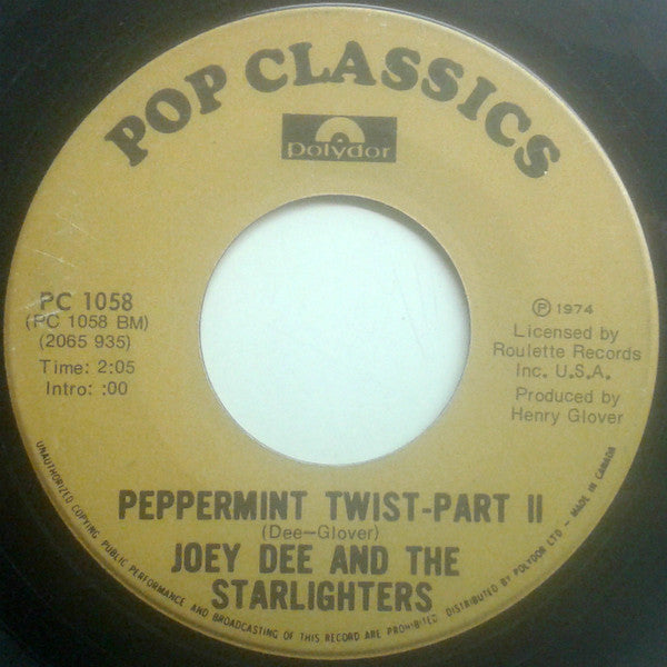 Joey Dee & The Starliters - Peppermint Twist - 1974