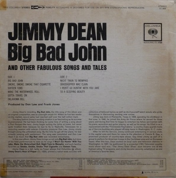 Jimmy Dean - Big Bad John And Other Fabulous Songs And Tales