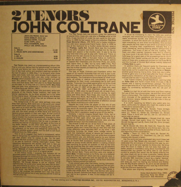 John Coltrane With Hank Mobley - 2 Tenors - 1972
