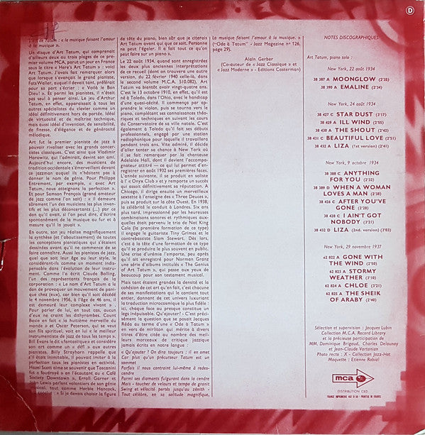 Art Tatum - Art Tatum 1 Piano Solos "Art Of Tatum" 1934-1937