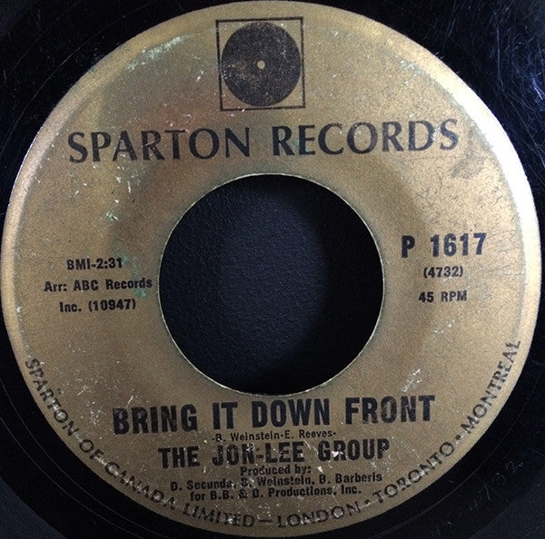 The Jon-Lee Group - Bring It Down Front / Pork Chops Vinyl Record