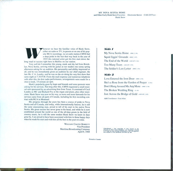 Hank Snow - My Nova Scotia Home And Other Early Hank Snow Favorites