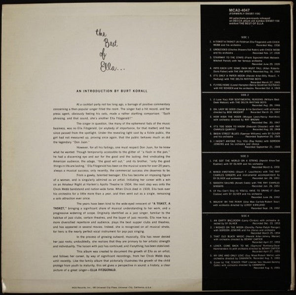 Ella Fitzgerald - The Best Of Ella Fitzgerald - 1980
