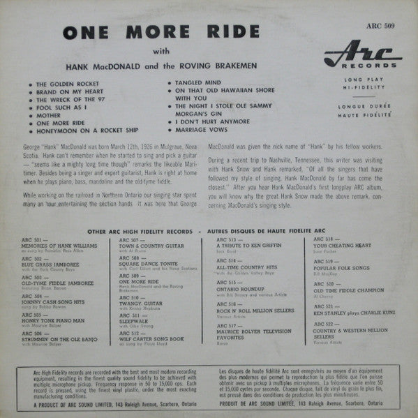 Hank MacDonald - One More Ride - 1960