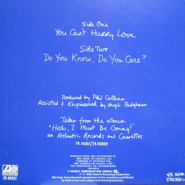 Phil Collins - You Can't Hurry Love - 1982