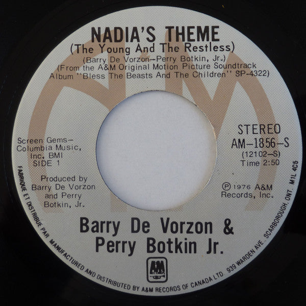 Barry De Vorzon And Perry Botkin Jr. - Nadia's Theme / Down The Line - 1976