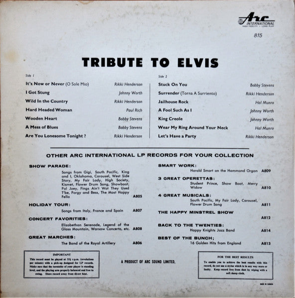 Various - Tribute To Elvis